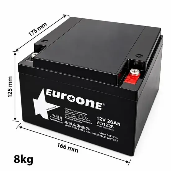 Euroone EO1226 12 Volt 26 Amper Kuru Akü Bakımsız Nikel Terminal VRLA AGM Deep Cycle resmi