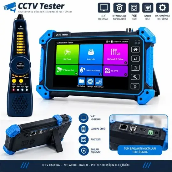 Novacom NVC-IPC5100C Plus V2 Dokunmatik 5.4'' Ips Ekran IP-TVI-CVI-AHD Kamera Test Cihazı resmi