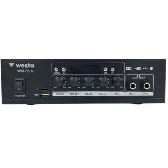 Westa WM-560U Hat Trafolu USB - SD - Bluetooth Destekli Mini Mixer Amfi resmi