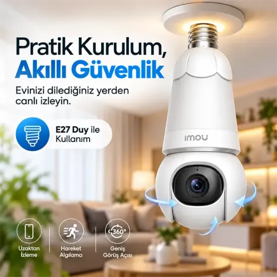 Imou IPC-S6DP-3M0WEB Bulb Cam Renkli Gece Görüş İki Yönlü Konuşma Siren Wifi 3MP E27 Ampul Duy Tipi Kamera resmi