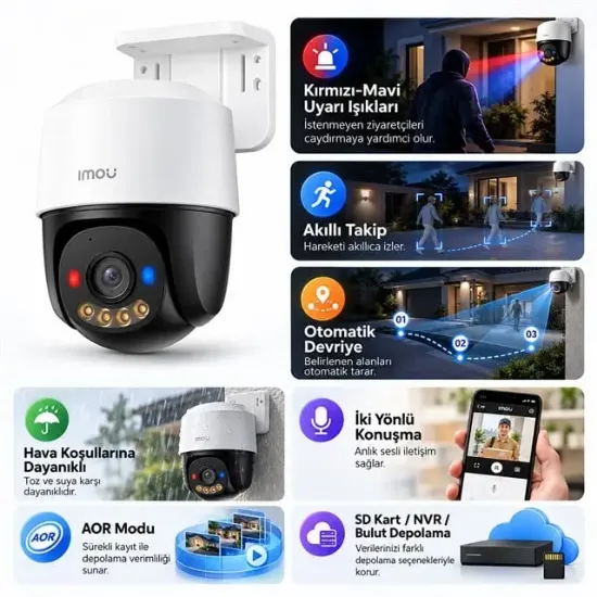 Imou IPC-PS7FP-3M0 Cruiser PS7F 2.8MM Lens Poe İki Yönlü Ses Smart IR 30 M Renkli Gece Görüş 3MP Dome Kamera resmi
