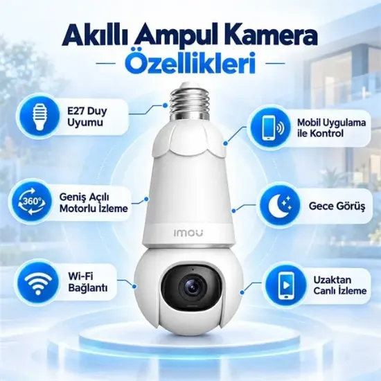 Imou IPC-S6DP-5M0WEB Bulb Cam Renkli Gece Görüş İki Yönlü Konuşma Siren Wifi 5MP E27 Ampul Duy Tipi Kamera resmi