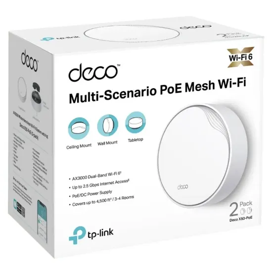 TP-LINK DECO X50-POE 2'li AX3000 EV Wi-Fi 6 SISTEM resmi
