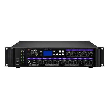 Westa WM-2500U 500 Watt 100V-70V-8 Ohm USB-SD-BT 6 Bölgeli Trafolu Mixer Amfi resmi