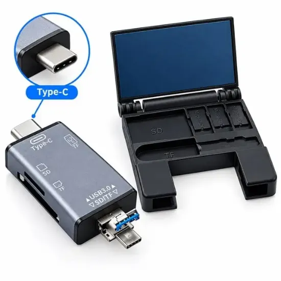 Powermaster PM-39094 7in1 Çok Fonksiyonlu USB 3.0 Type-C Lightning SD/TF Kart Okuyucu Adaptör  resmi