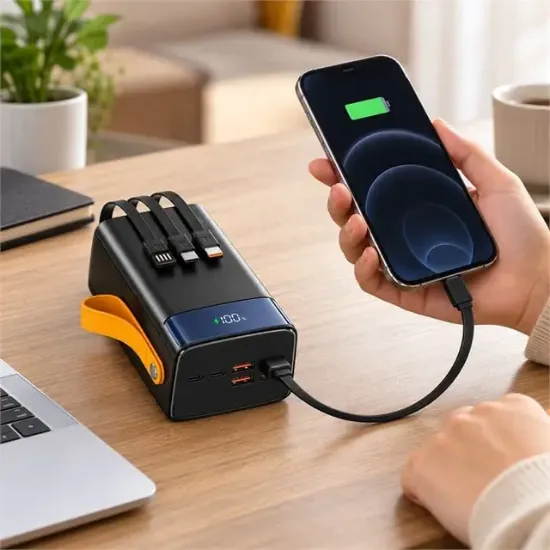Snapron SNP-3050 22.5W LCD Ekran PD 50.000mAh Dahili Kablolu Hızlı Şarjlı Powerbank resmi