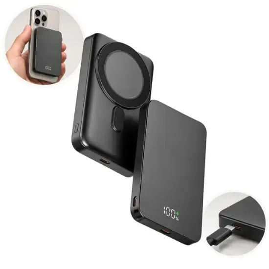 Snapron SNP-3020 22.5W LCD Ekran Magsafe PD 5.000mAh Kablosuz Hızlı Şarjlı Powerbank resmi
