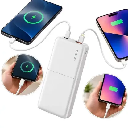 Snapron SNP-3009 Beyaz 22.5W PD 10.000mAh Dahili Kablolu Şarjlı Powerbank resmi