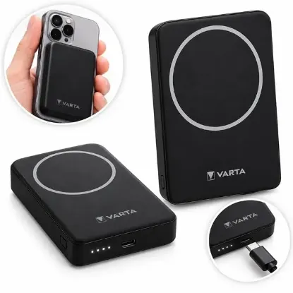 Varta 57903 Mag Pro MagSafe 5.000mAh Siyah Manyetik Kablosuz Powerbank resmi