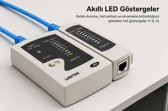 UNITEK ETHERNET KABLOSU TEST CİHAZI (OT140AGY01) resmi