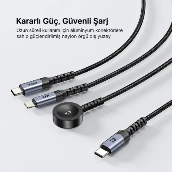 UNITEK USB-C 3' U 1 ARADA 100 W HIZLI SARJ KABLOSU 1.2M (C14180AGY01-1.2M) resmi