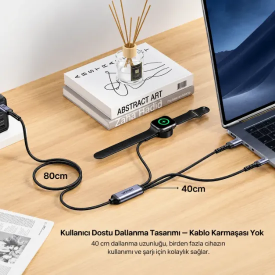 UNITEK USB-C 3' U 1 ARADA 100 W HIZLI SARJ KABLOSU 1.2M (C14180AGY01-1.2M) resmi