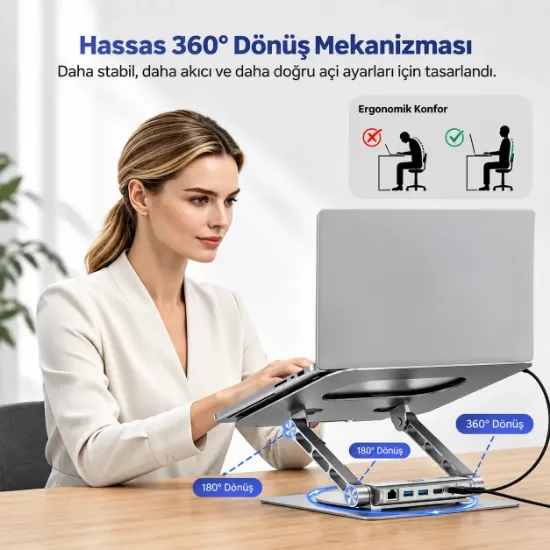 UNITEK 360° METAL 15.6” NOTEBOOK STAND (D1109CGY01) resmi