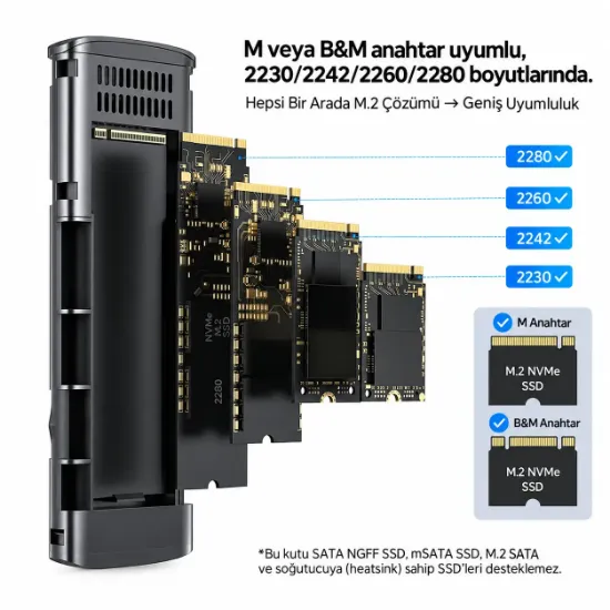 UNITEK M.2 PCIe NVME USB-C SSD KUTUSU (S1241B01) resmi