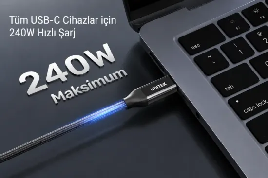 UNITEK 240W USB4 TYPE-C KABLO (C14100ABK01-2M) resmi