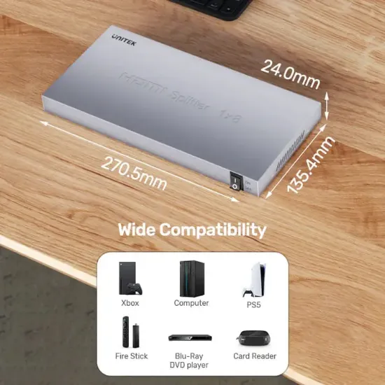 UNITEK 4K HDMI SPLITTER 1 IN 8 OUT (V1132A01-EU) resmi