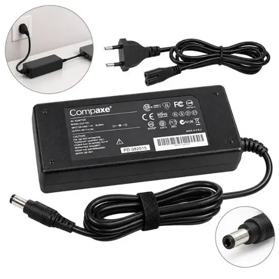  Compaxe CKA-128 12 Volt - 10 Amper - 120 Watt 5.5*2.5 Mm Uçlu Plastik Kasa Masaüstü Adaptör resmi