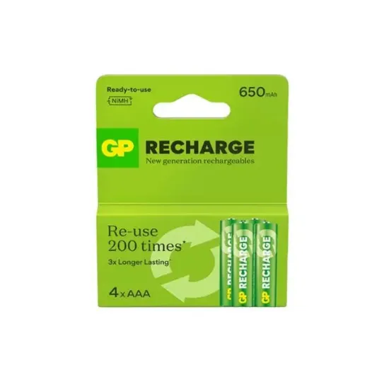 GP Recharge 650 mAh R03 NI-MH Aaa Şarjlı İnce Kalem Pil (4 Adet) resmi