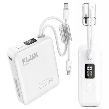 Powerway FLUX 10.000 mAh 22.5W Entegre Kablolu Hızlı Şarj Powerbank Beyaz resmi