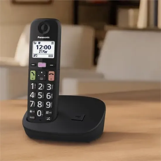 Panasonic KX-TGU110 Siyah Büyük Telsiz Dect Ev ve Ofis Telefonu Ergonomik Büyük Tuşlu resmi