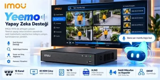 IMOU N110 10 Kanal H.265 4K 16TB Destekli Kamera Kayıt Cihazı (NVR) Dahili Mikrofon Hoparlör resmi