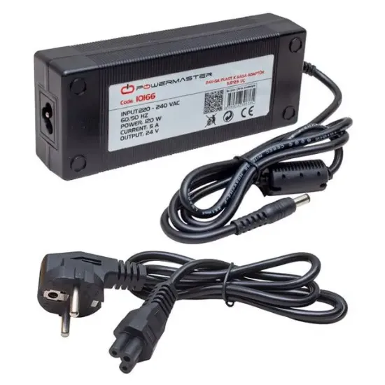 Powermaster PM-10166 24 Volt - 5 Amper - 120 Watt 5.5*2.5 Mm Uçlu Plastik Kasa Masaüstü Adaptör resmi