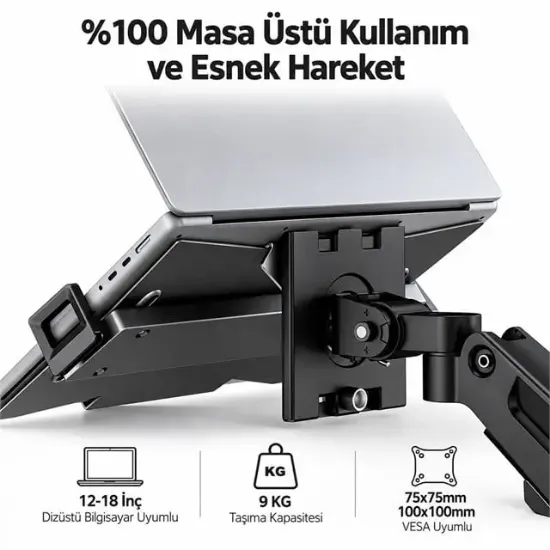 Vontech VT-NB-FP2 Vesa Montajlı Metal 10"-17" Laptop-Notebook Tutucu Stand Aparat resmi