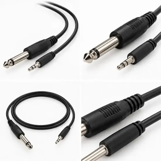 Fully-523E 6.35MM Mono Erkek-3.5MM Stereo Erkek 1.5 Metre Ses AUX Kablosu resmi