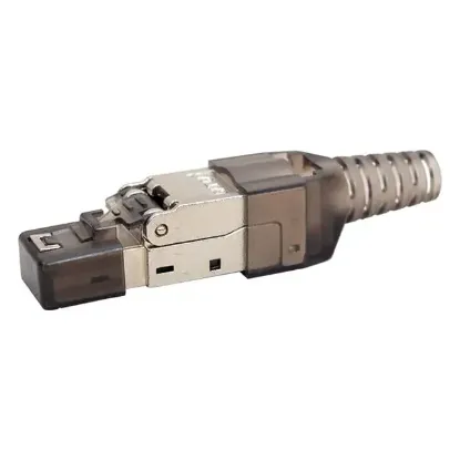 PowerMaster PM-19863 Cat6A/Cat7 Metal RJ45 Soket Alet Gerektirmeyen Zırhlı Network Jack resmi