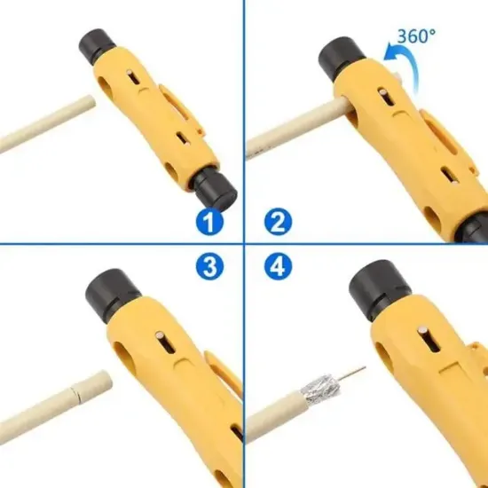 PowerMaster HT-323 RG59-6-7-11 Koaksiyel Ayarlanabilir Kamera Anten Cat Kablo Soyucu resmi