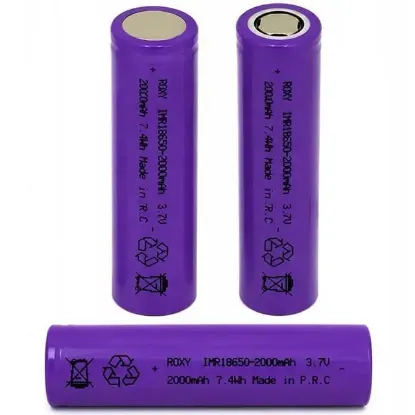 Roxy INR18650 3.7V 2000mAh 3C 7.4Wh Li-Ion Düz Kafa Başlıksız Şarjlı Pil resmi