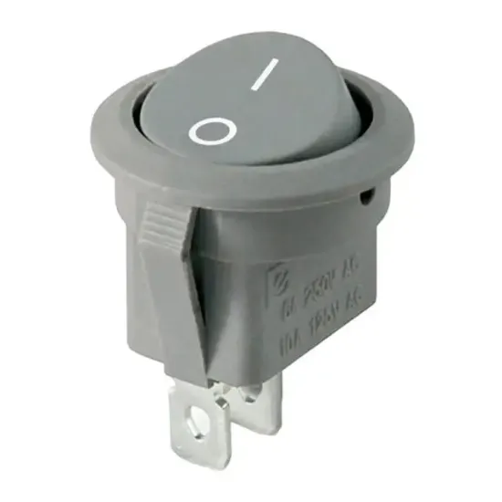 PowerMaster IC-134E Mini Gri Yuvarlak Işıksız On-Off 0-1 Basmalı Anahtar 14mm resmi