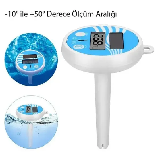 Powermaster PM-25534 Solar Termometre Yüzme Havuzu İçin Su Geçirmez Yüzen Dijital resmi