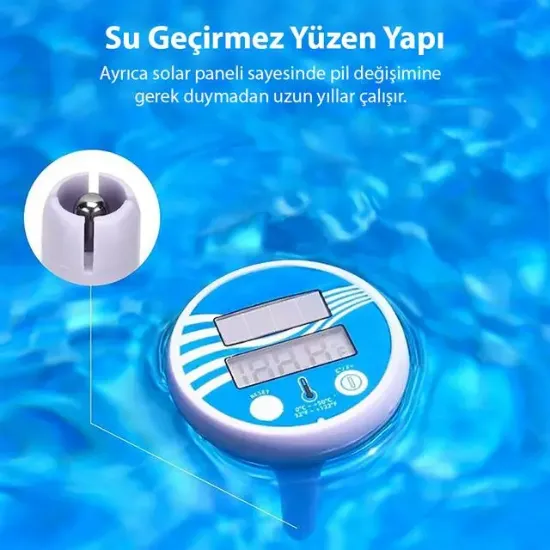 Powermaster PM-25534 Solar Termometre Yüzme Havuzu İçin Su Geçirmez Yüzen Dijital resmi