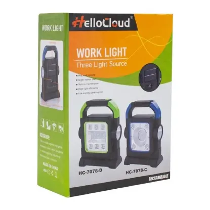 Powermaster HC-7078-C Üç Çalışma Modlu Şarjlı Cob Ledli Taşınabilir Solar Panelli Lamba resmi