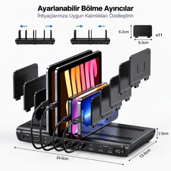 UNITEK UCHARGE 120W 10 BAĞLANTI NOKTALI AKILLI SARJ ISTASYONU (P1230EBK01-EU) resmi