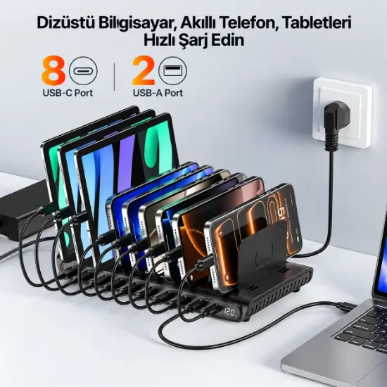 UNITEK UCHARGE 120W 10 BAĞLANTI NOKTALI AKILLI SARJ ISTASYONU (P1230EBK01-EU) resmi