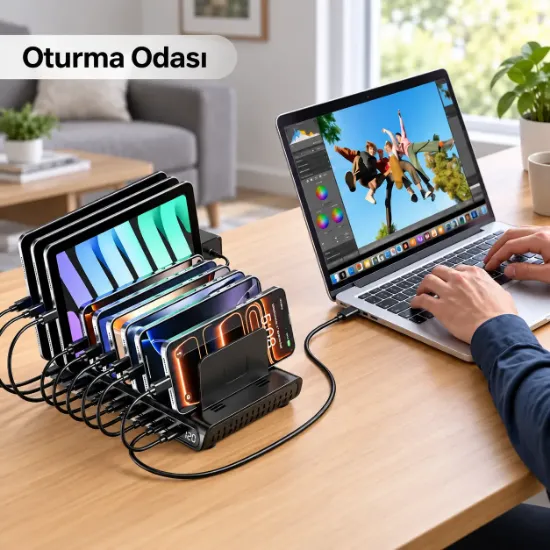 UNITEK UCHARGE 120W 10 BAĞLANTI NOKTALI AKILLI SARJ ISTASYONU (P1230EBK01-EU) resmi