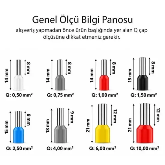 Powermaster PM-39086 1.50mm Siyah İzoleli Kablo Ucu Sıkma Yüksük Terminali (100'lü Paket) resmi